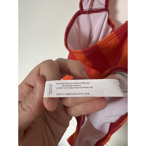Out From Under Urban Outfitters Swimsuit Orange Striped Cutout Bow, Sz SP - Picture 3 of 9